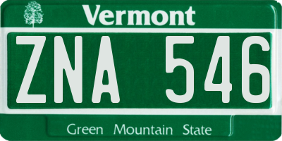 VT license plate ZNA546