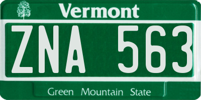 VT license plate ZNA563