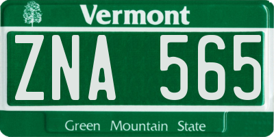 VT license plate ZNA565