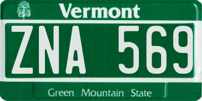 VT license plate ZNA569