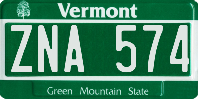 VT license plate ZNA574