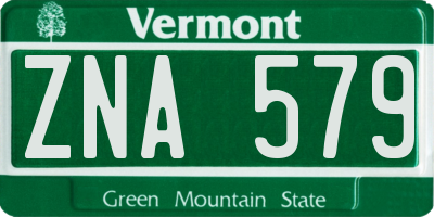 VT license plate ZNA579