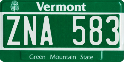 VT license plate ZNA583