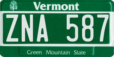 VT license plate ZNA587