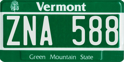 VT license plate ZNA588