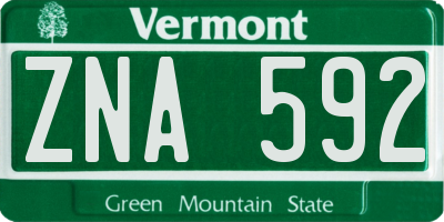VT license plate ZNA592