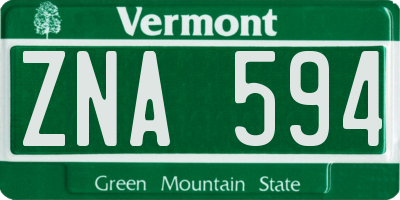 VT license plate ZNA594