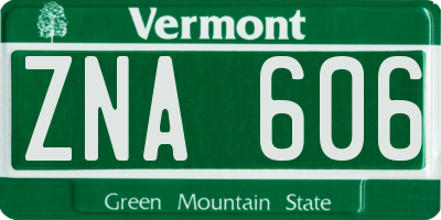VT license plate ZNA606