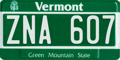 VT license plate ZNA607