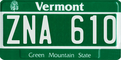 VT license plate ZNA610