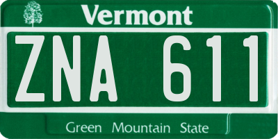 VT license plate ZNA611