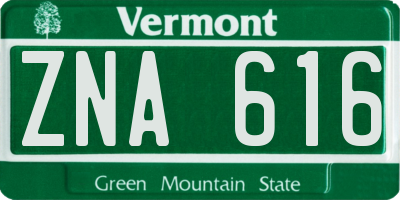 VT license plate ZNA616
