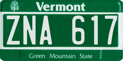 VT license plate ZNA617