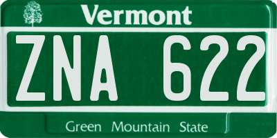 VT license plate ZNA622