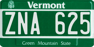 VT license plate ZNA625
