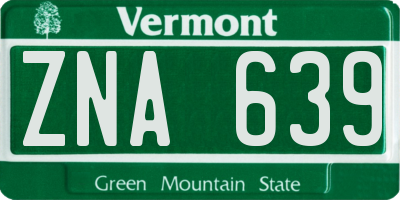 VT license plate ZNA639