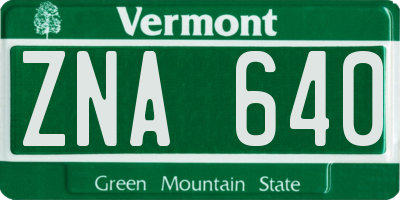 VT license plate ZNA640