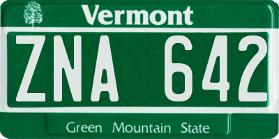 VT license plate ZNA642