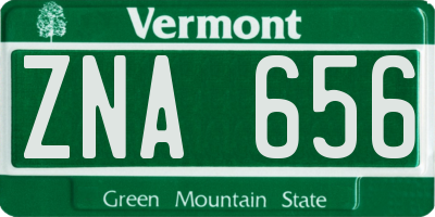 VT license plate ZNA656