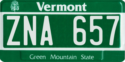 VT license plate ZNA657