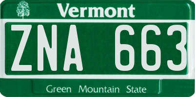 VT license plate ZNA663