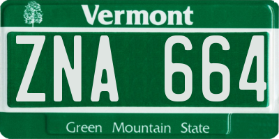 VT license plate ZNA664
