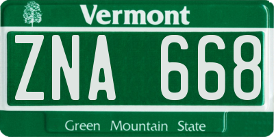 VT license plate ZNA668