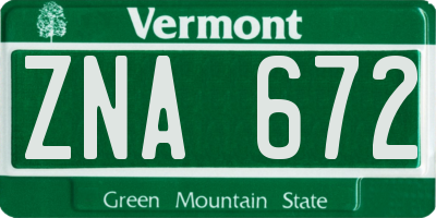 VT license plate ZNA672
