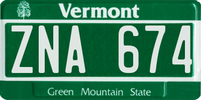 VT license plate ZNA674