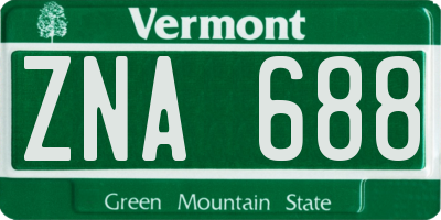 VT license plate ZNA688