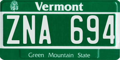 VT license plate ZNA694
