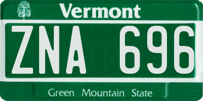 VT license plate ZNA696