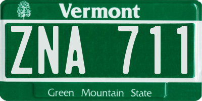 VT license plate ZNA711