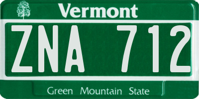 VT license plate ZNA712