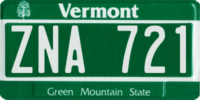 VT license plate ZNA721