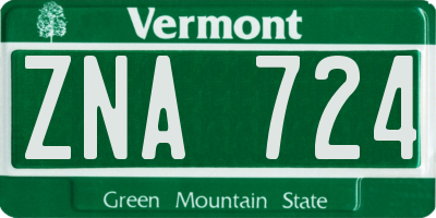 VT license plate ZNA724