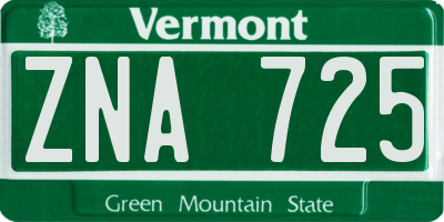 VT license plate ZNA725