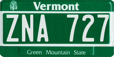 VT license plate ZNA727