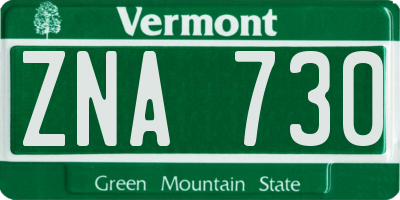 VT license plate ZNA730