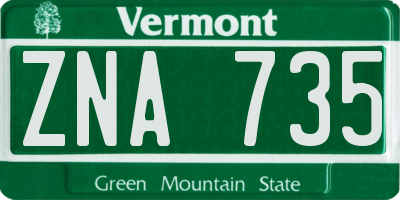 VT license plate ZNA735