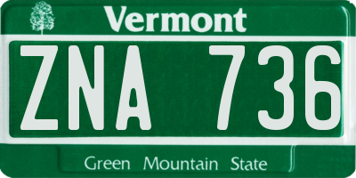 VT license plate ZNA736