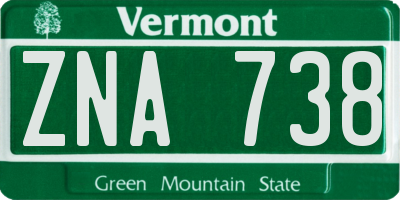 VT license plate ZNA738