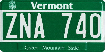 VT license plate ZNA740