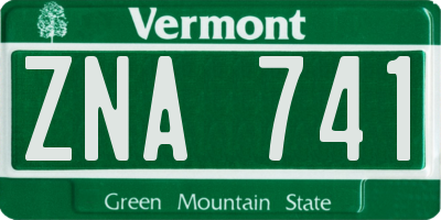VT license plate ZNA741