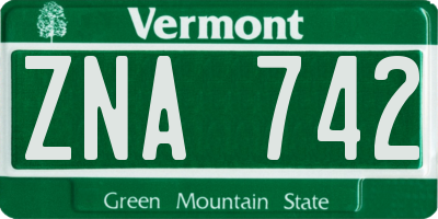 VT license plate ZNA742