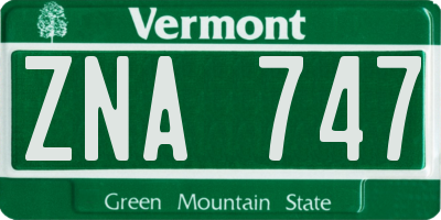 VT license plate ZNA747