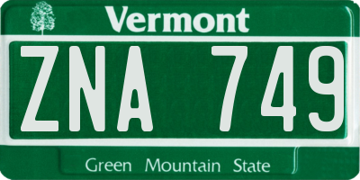VT license plate ZNA749