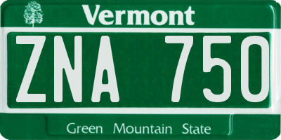 VT license plate ZNA750