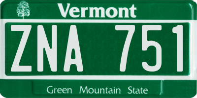 VT license plate ZNA751