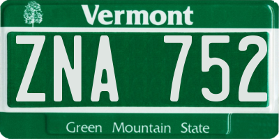 VT license plate ZNA752